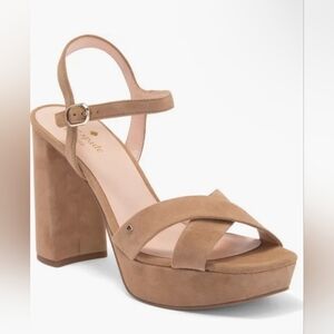 KATE SPADE Delia Suede Platform Sandal Heels Sz 10 NEW